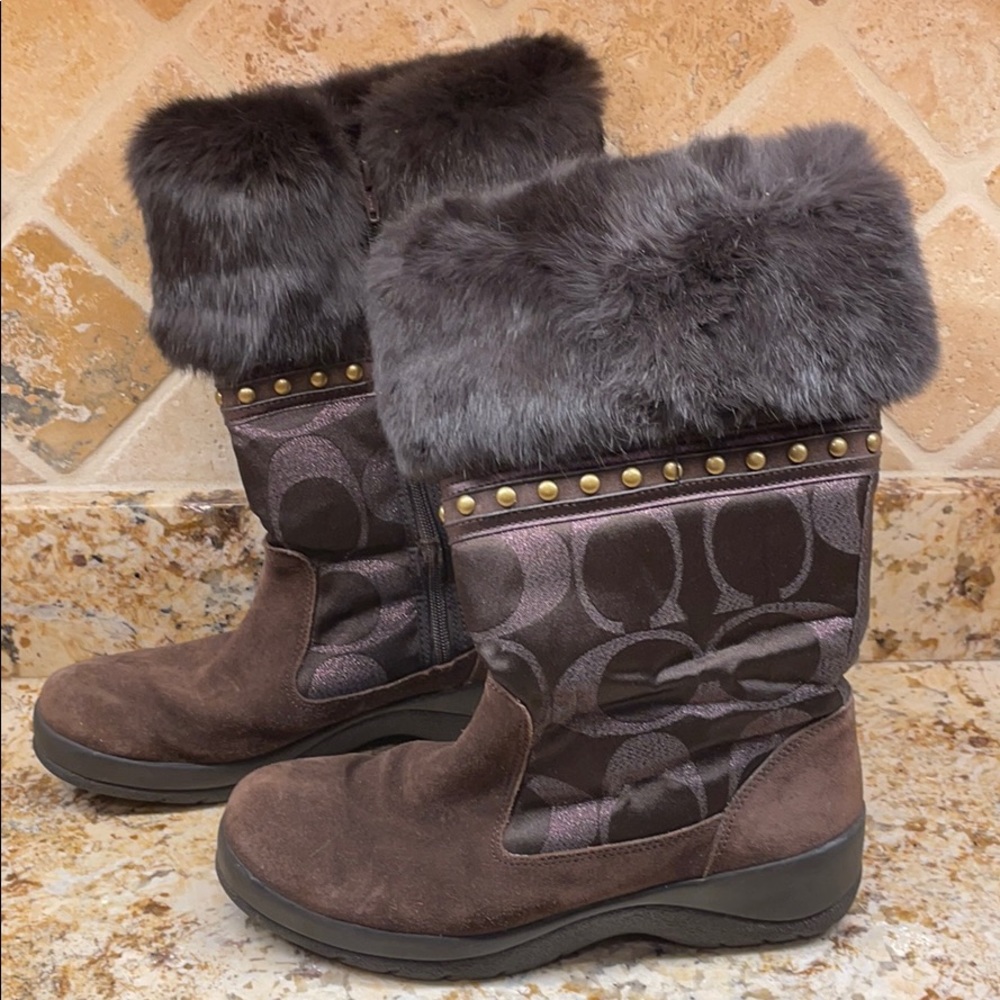 Coach Fur Trim Boots
